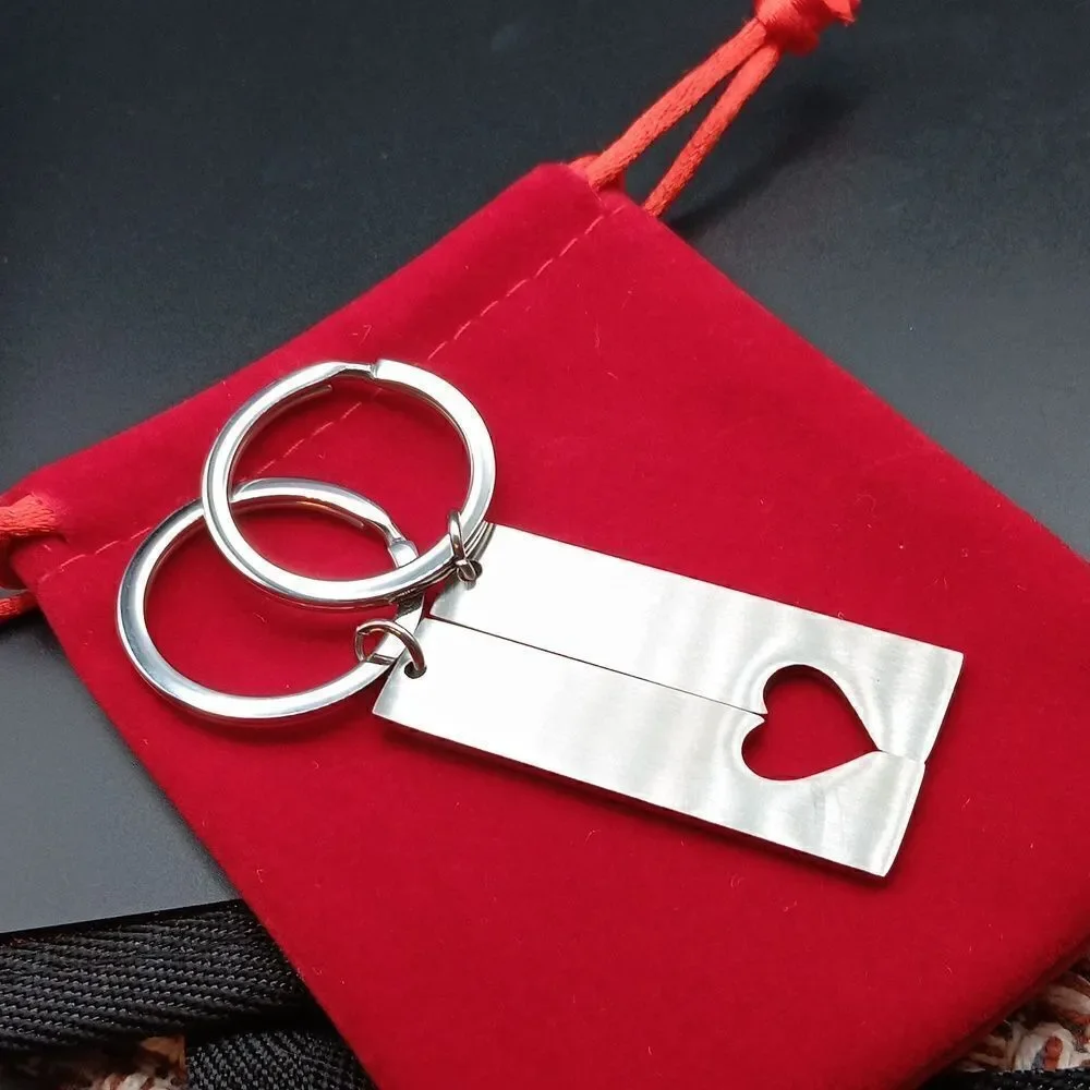 New 2  I Love‎ You Couples Keychains Stainless Steel By Bekech